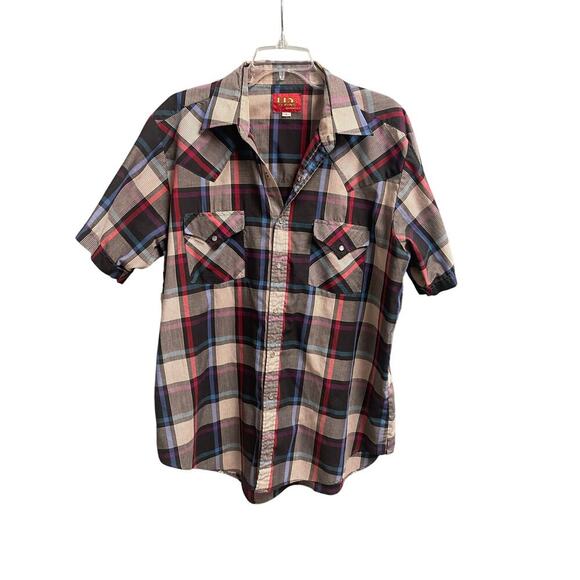 Ely Plains Cattleman Plaid Colorful Pearl Snap Western Shirt Rockabilly Cowboy - Picture 1 of 5